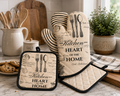 GREVY Quilted Cotton Pot Holders with Pocket Heat Resistant Oven Mitts-set of 4