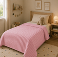 Ultra-Soft Ribbed Plush Throw Blanket – Pink Twin (60*80)