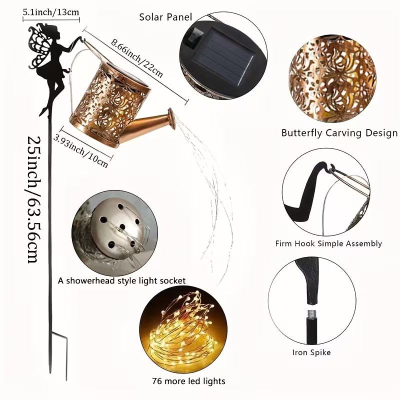 Solar Fairy Watering Can Garden Light