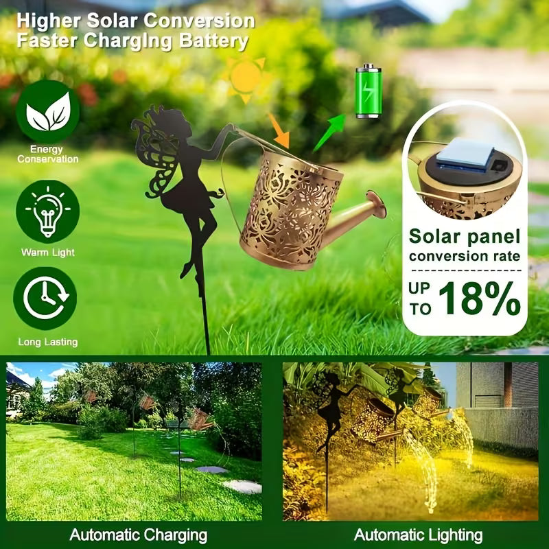 Solar Fairy Watering Can Garden Light