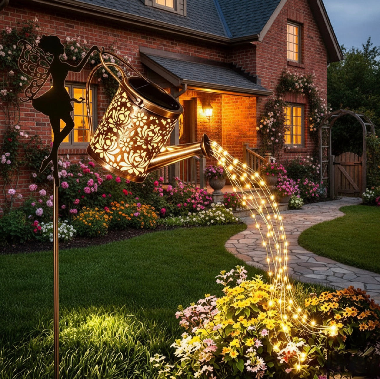 Solar Fairy Watering Can Garden Light