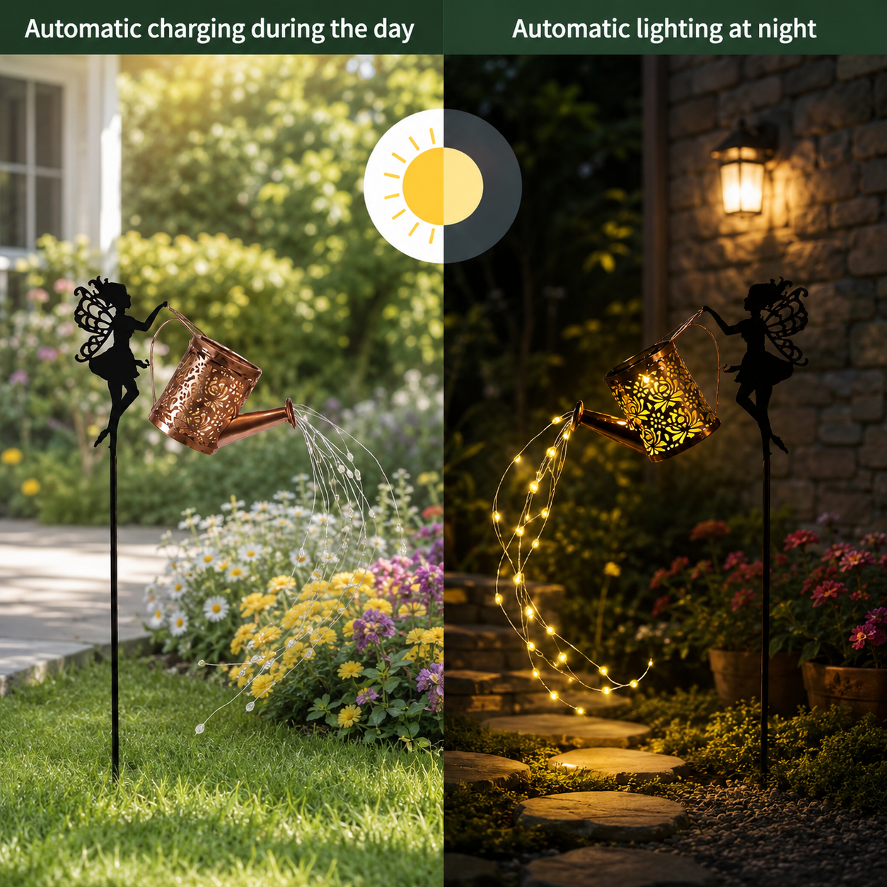 Solar Fairy Watering Can Garden Light