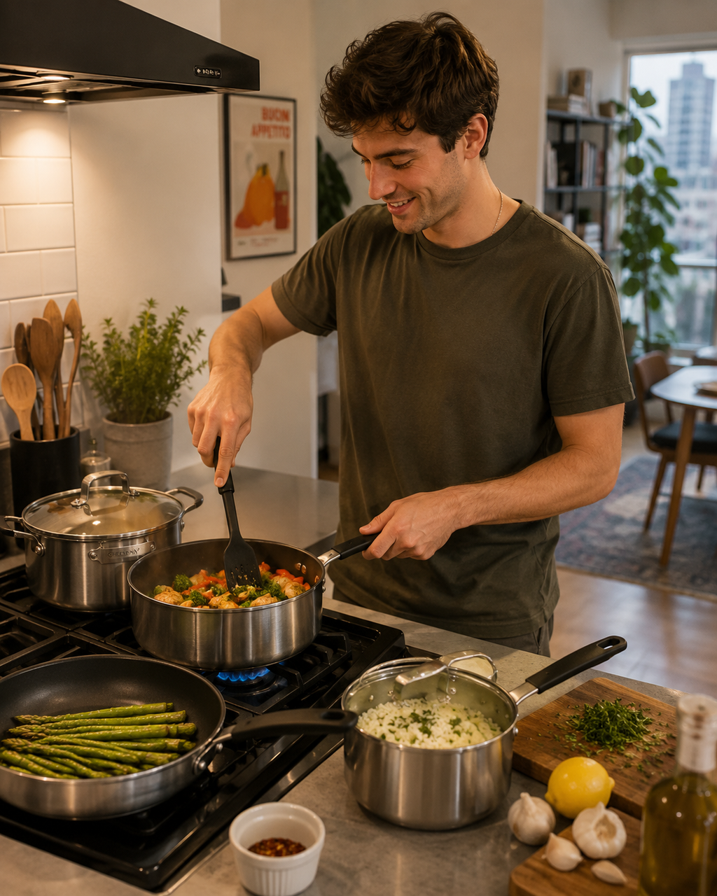 Bobby Flay by GreenPan Chef Series Uncoated Stainless Steel 10-Piece Cookware Set, Professional Grade Cookware-PFAS-free ceramic nonstick coating