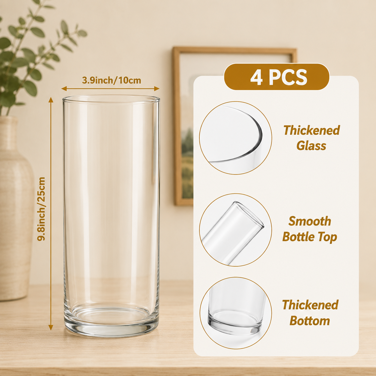 7pcs Glass Cylinder Vases for Centerpieces - 10 Inch Tall Glass Vases