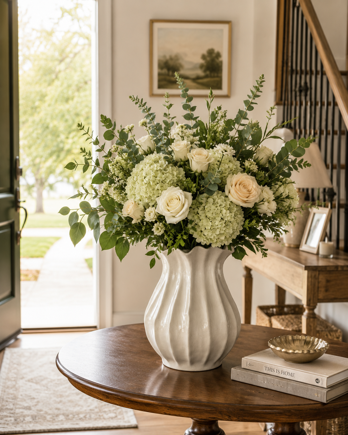 16" Pleated Ceramic Vase Sour Cream - Hearth & Hand™ with Magnolia