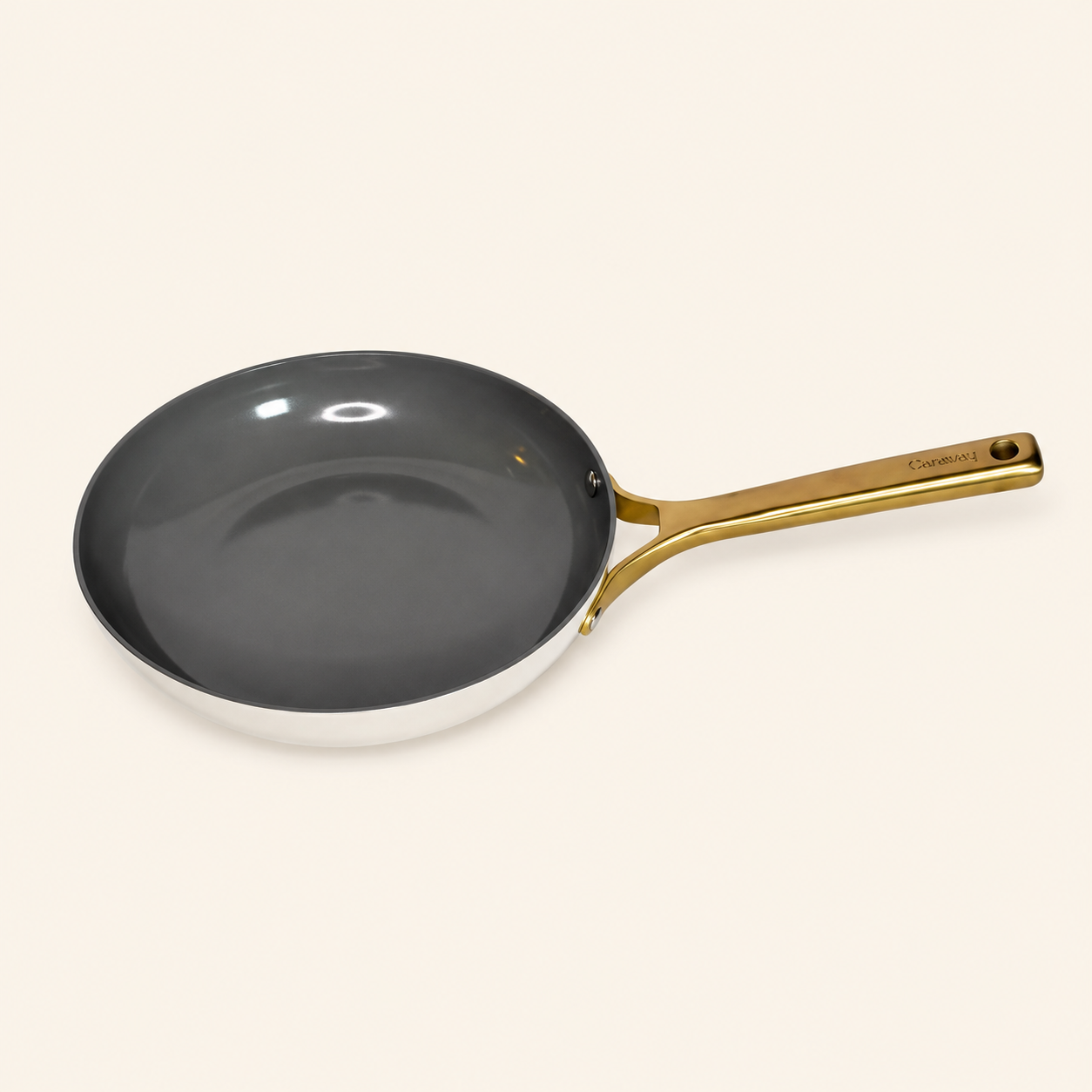 10" Nonstick Ceramic Coated Aluminum Frying Pan with Champagne Handle Cream - Figmint