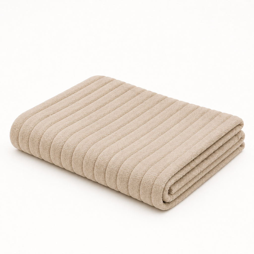 Ultra-Soft Ribbed Plush Throw Blanket – Milky White Twin (60*80)