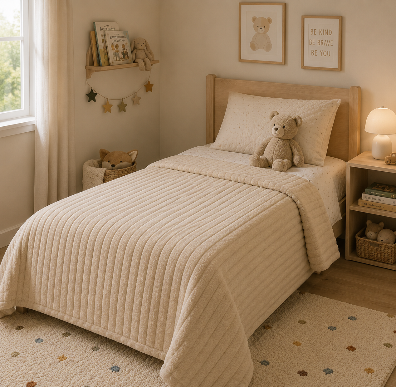 Ultra-Soft Ribbed Plush Throw Blanket – Milky White Twin (60*80)