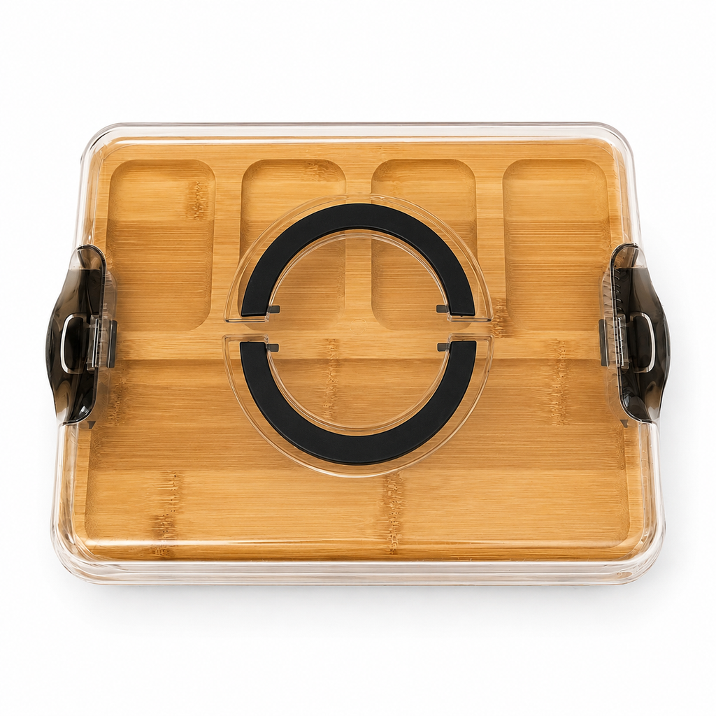 Bamboo Charcuterie Serving Tray with Lid