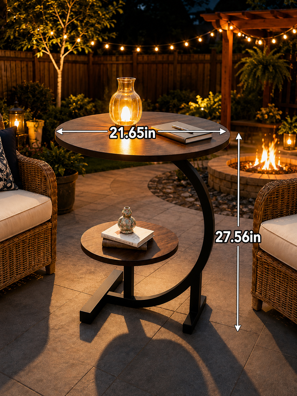 Two-Tier Round Patio Side Table