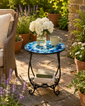 14-Inch Mosaic Metal End Table with Storage Shelf