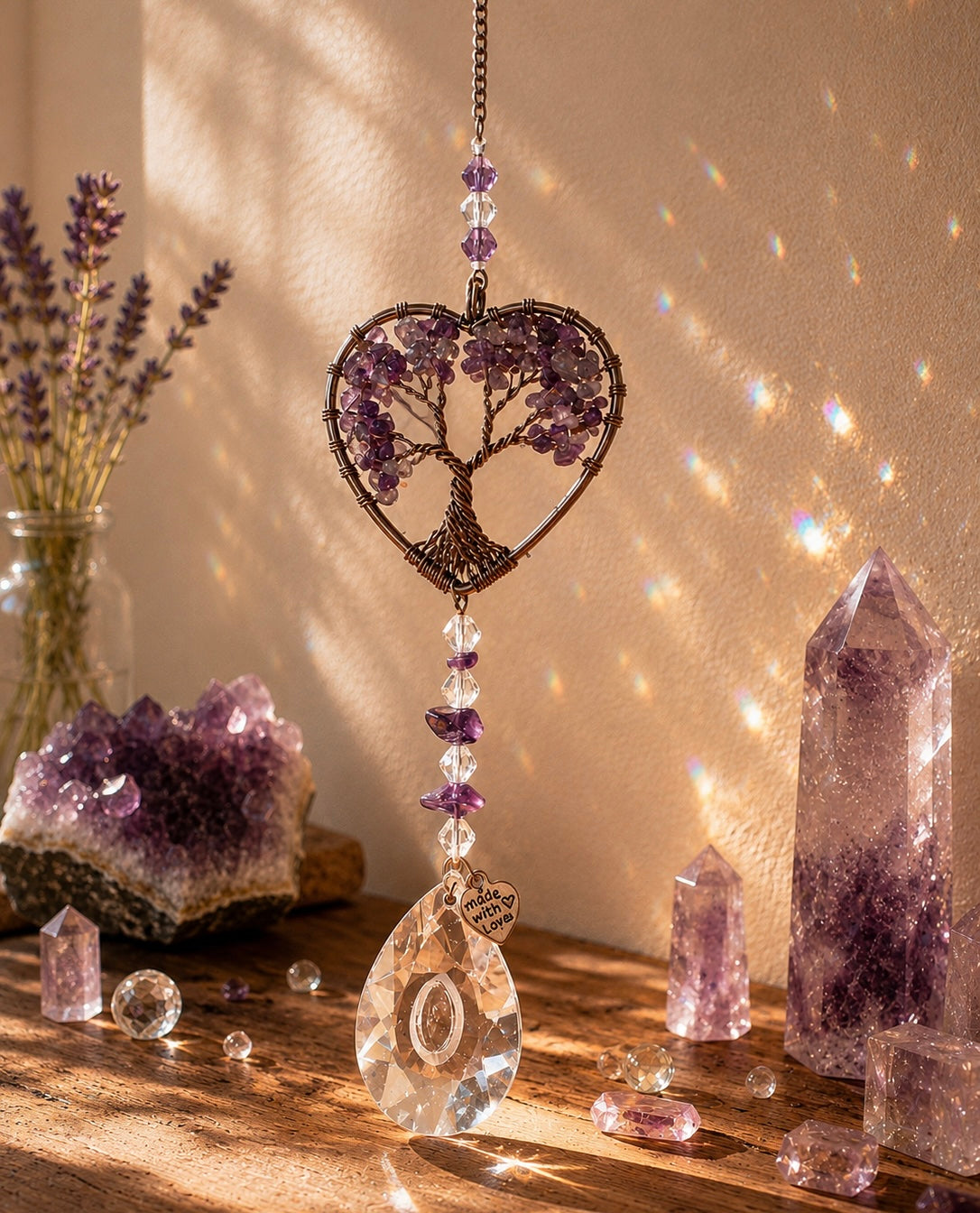 Purple Crystal Chakra Tree of Life Suncatcher – Hanging Ornament