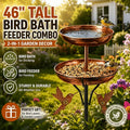 46" Metal 2-Tier Bird Bath & Bird Feeder Combo