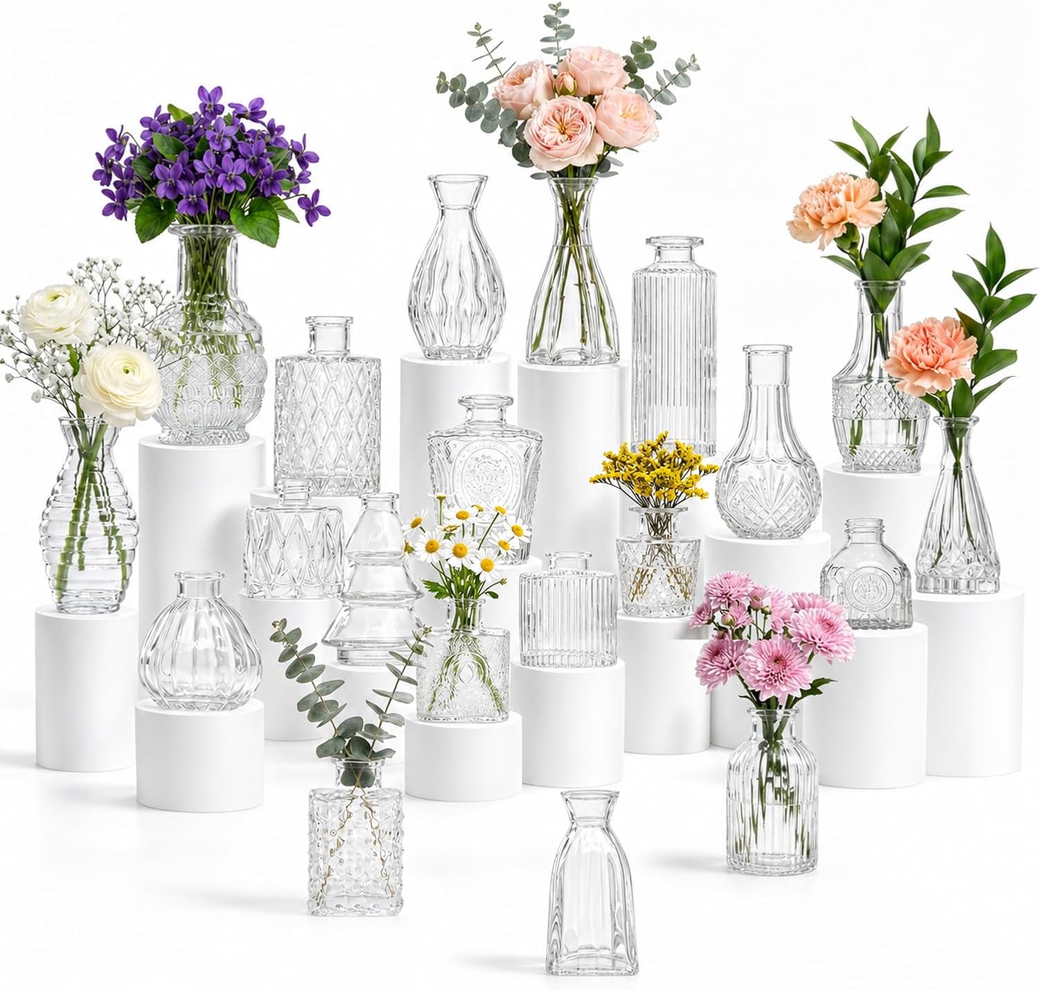 Glass Bud Vase Set of 20