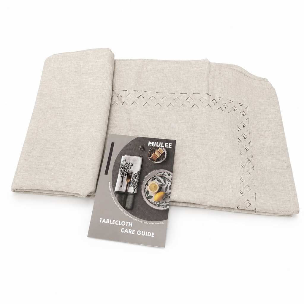 MIULEE Beige Rectangle Linen Polyester Tablecloth 66"x126"