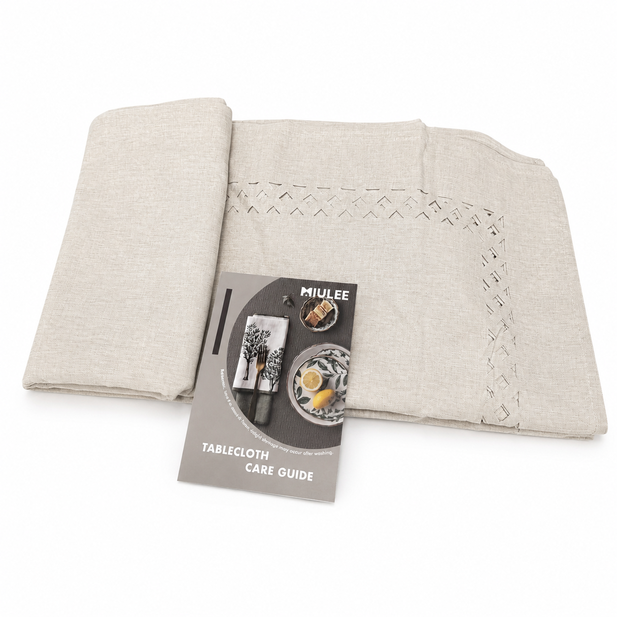 MIULEE Beige Rectangle Linen Polyester Tablecloth 66"x126"