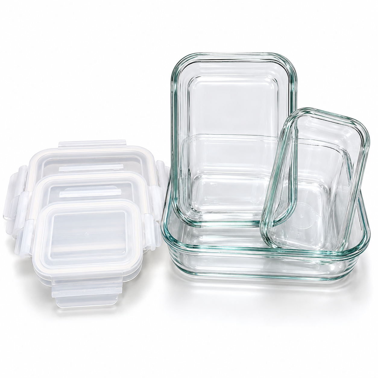 6pc (Set of 3) Glass Food Storage Container Set Clear - Figmint