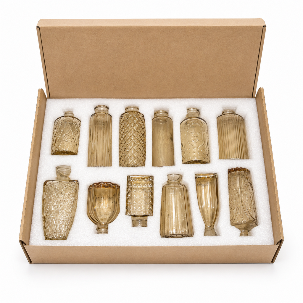 12 Pcs Gold Clear Bud Vases Set