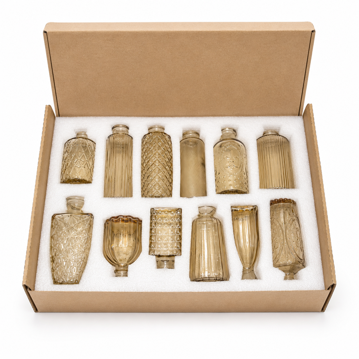 12 Pcs Gold Clear Bud Vases Set