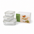 6pc (Set of 3) Glass Food Storage Container Set Clear - Figmint